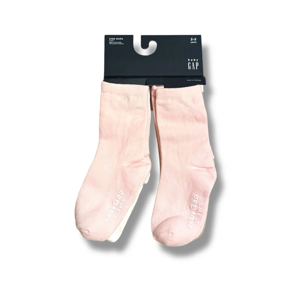 GAP NWT Baby Girls Crew‎ Socks 4-Pack Size 2-3 Years Pink Beige White